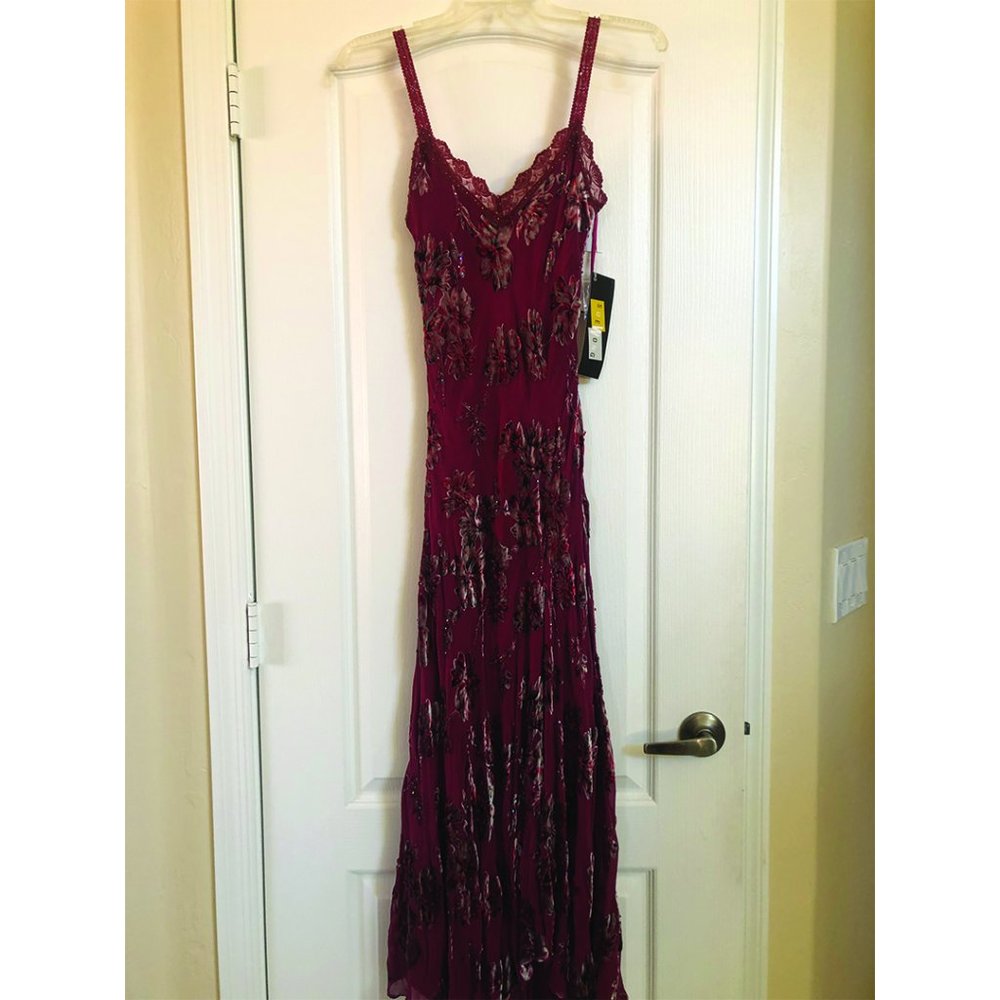 Sue Wong - Red Floral Beaded Dress - Size 4